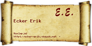 Ecker Erik névjegykártya